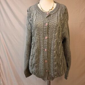 Cozy Gray Cable Knit Sweater